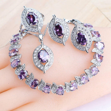 NEW ARRIVAL AAA Zircon Crystals Silver Earrings Charms Bracelets For Women Fashion Wedding Jewellery Sets - The Jewellery Supermarket